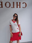 Vestido punto rayas rojo