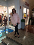 Chaqueta rosa de manga abullonada - Cloe Boutique