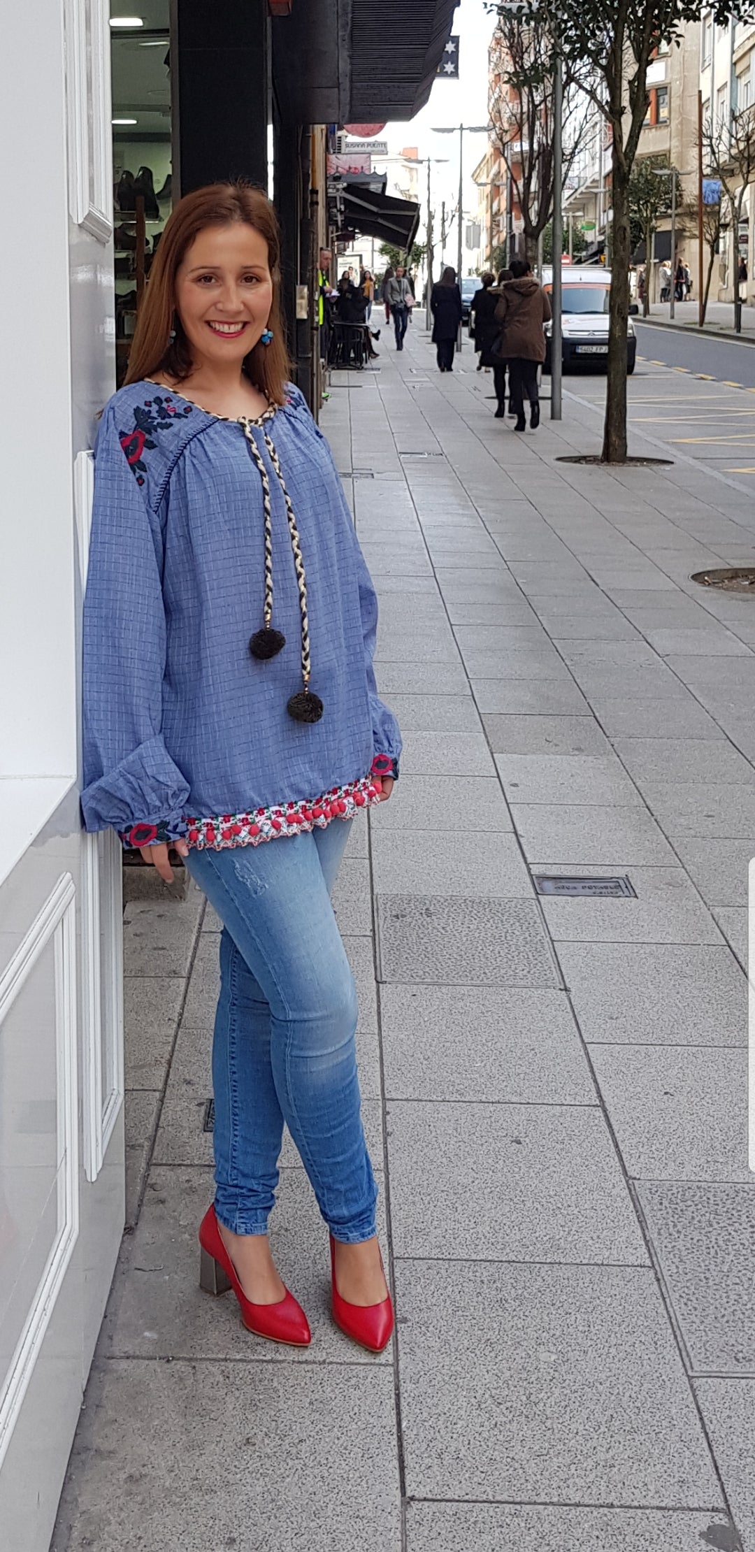 Blusa azul con cordón Siara - Cloe Boutique